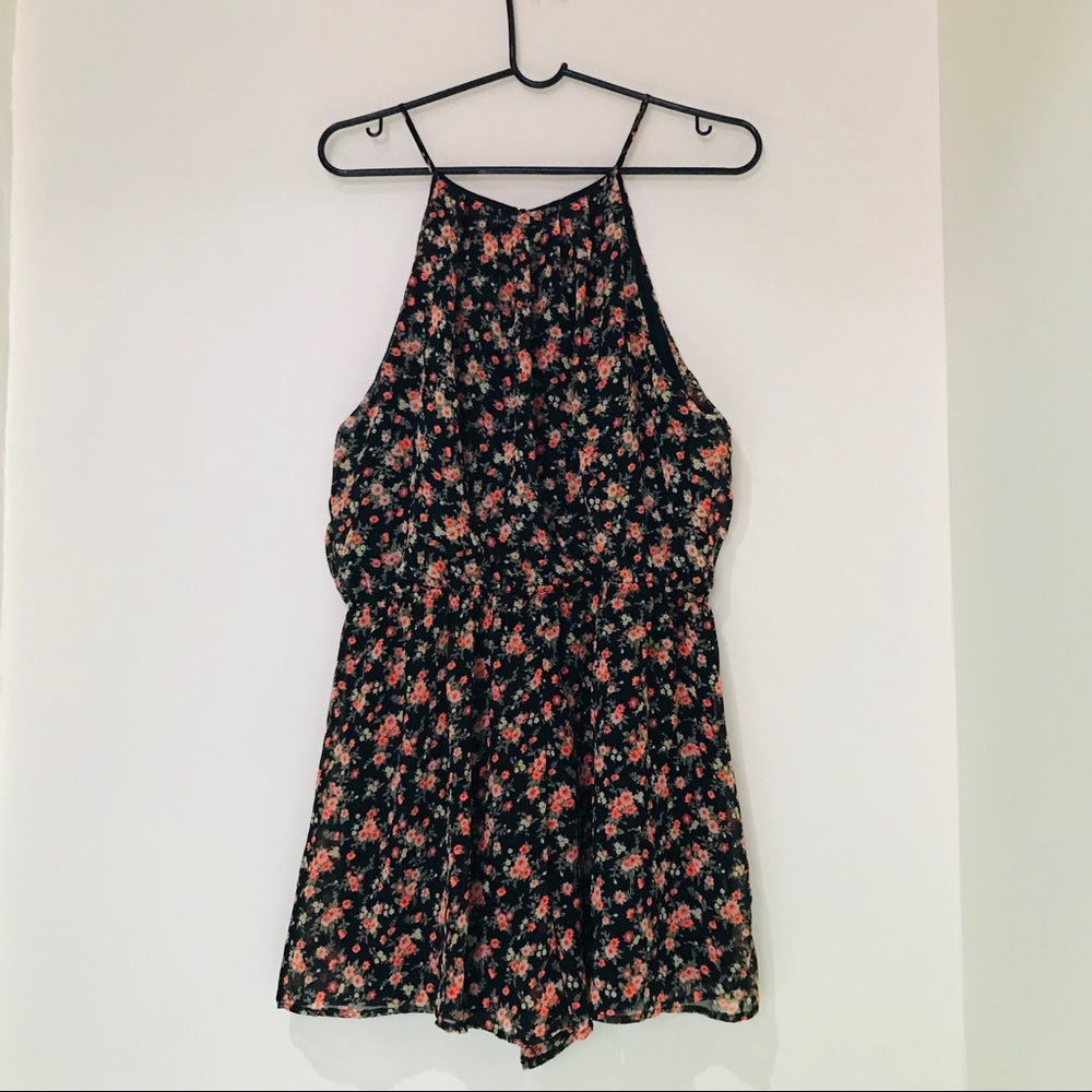 Lush Orange Floral Romper